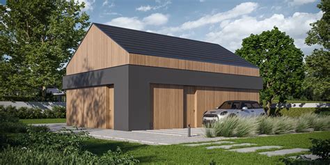 Zdjęcie garażu drewnianego z pomieszczeniem gospodarczym