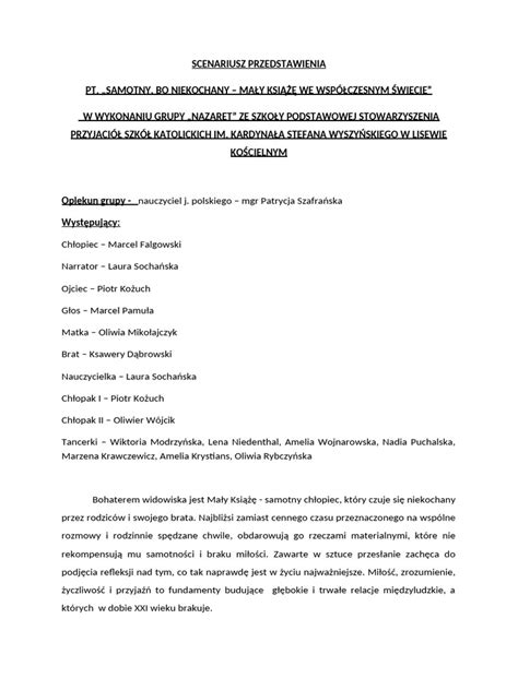 Scena z przedstawienia teatralnego uczniów.