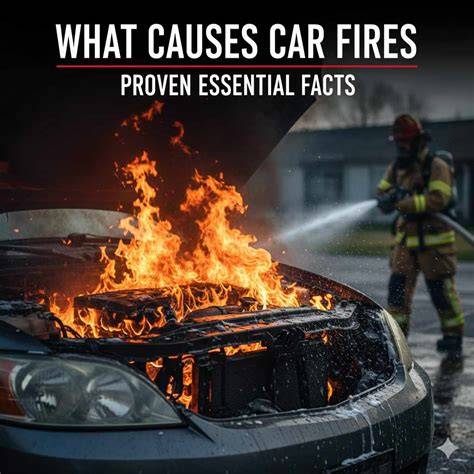 Infographic showing common causes of car fires