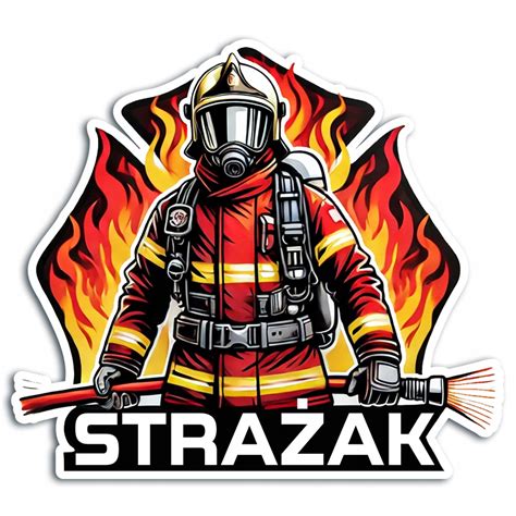 Odblaskowa naklejka strażak OSP na pojeździe strażackim, zwiększająca widoczność w nocy