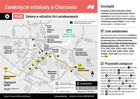Mapa tras autobusowych w rejonie Zabrza, Bytomia i Gliwic z zaznaczonym M1 Zabrze
