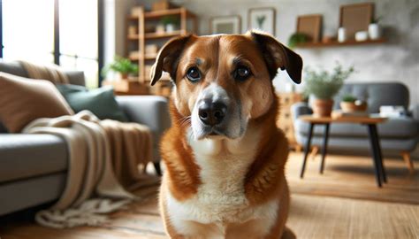 pies emeryt odpoczywający w domu ze swoim opiekunem