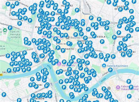 Mapa Rybnika z oznaczonymi miejscami podpaleń i symbolami uszkodzonego mienia (samochody, kontenery)