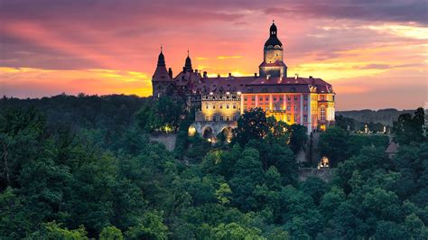 Widok na Zamek Książ w Wałbrzychu