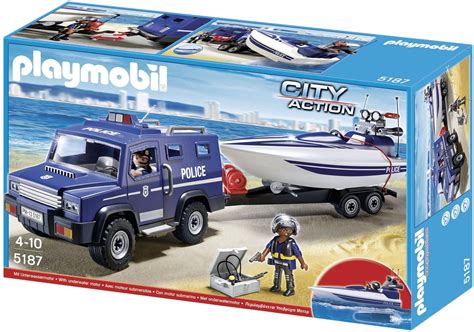 Zestaw Playmobil City Action Policyjny Jeep z Motorówką 5187 z figurkami
