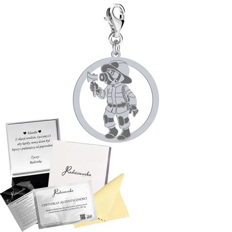 charms srebrny strażak szczegóły