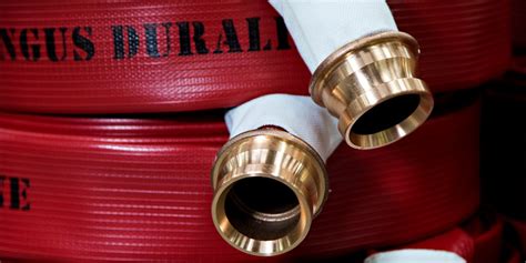Photo showing various diameters of fire hoses