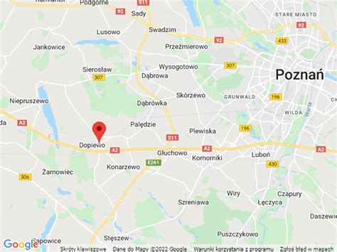 mapa gminy Dopiewo z zaznaczoną Dąbrówką