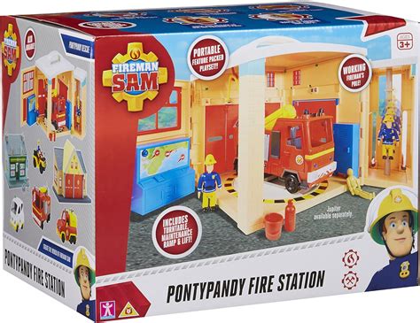 Photo of a Fireman Sam toy set, e.g., a fire station or a vehicle