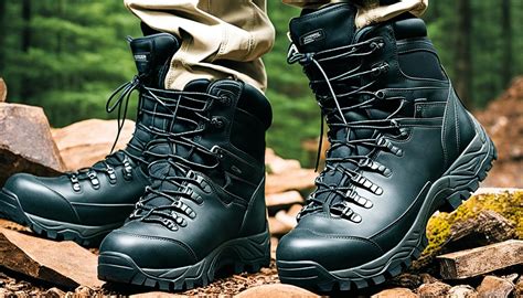 Thematic photo of tactical boots in a rough terrain