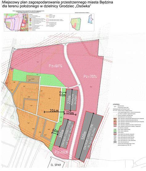 Szkic planu zagospodarowania przestrzennego z uwzględnieniem bazarku i potencjalnej zabudowy