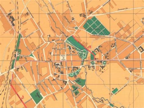 Stara mapa Koszalina z zaznaczonymi domniemanymi podziemiami