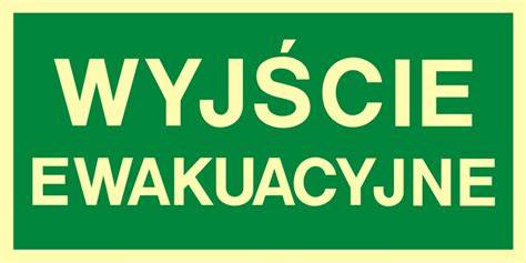 Znak bezpieczeństwa pożarowego w budynku: gaśnica, wyjście ewakuacyjne