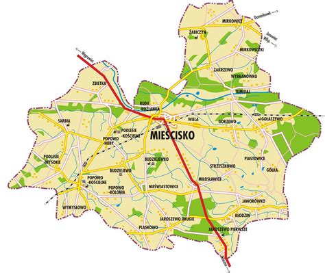 Mapa gminy Wągrowiec i Mieścisko z zaznaczonymi miejscami podpaleń
