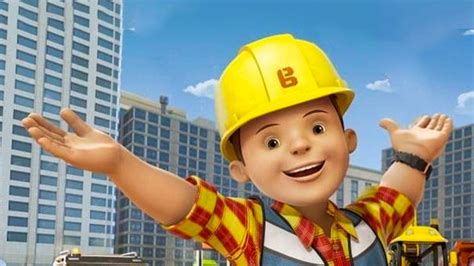 Bob Budowniczy z maszyną budowlaną na placu budowy