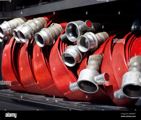 Photo of a fire truck or fire hoses