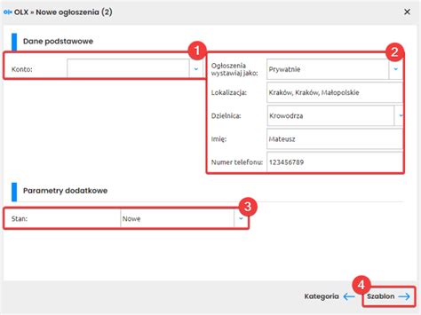 Szczegóły ogłoszenia na OLX z informacjami o sprzedawcy i funkcjach platformy