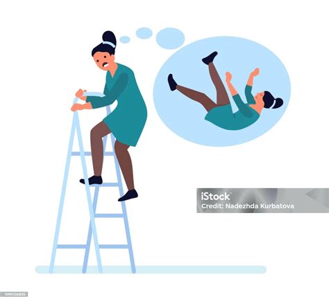 Illustration of a person with acrophobia on a ladder
