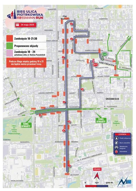 Mapa trasy Biegu Ulicą Piotrkowską