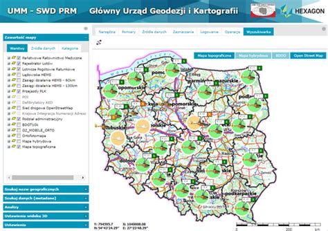 Schemat działania aplikacji mapowej z danymi geodezyjnymi