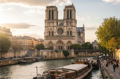 zdjęcie odbudowanej katedry Notre Dame z zaznaczonymi elementami nowoczesnymi i historycznymi