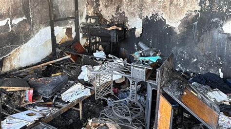 widok na piwnicę po pożarze