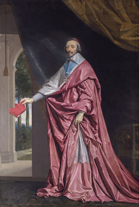 Portret Kardynała Mazarini na tle wnętrza pałacu