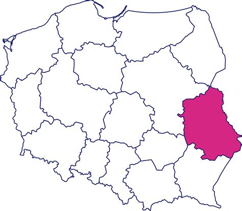 Mapa Polski z zaznaczonym województwem lubelskim i powiatem zamojskim