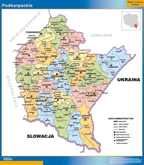 Mapa Podkarpacia z zaznaczonymi obszarami prac drogowych