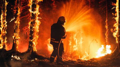 Tematyczne zdjęcie pożaru chlewni z widocznymi płomieniami i dymem