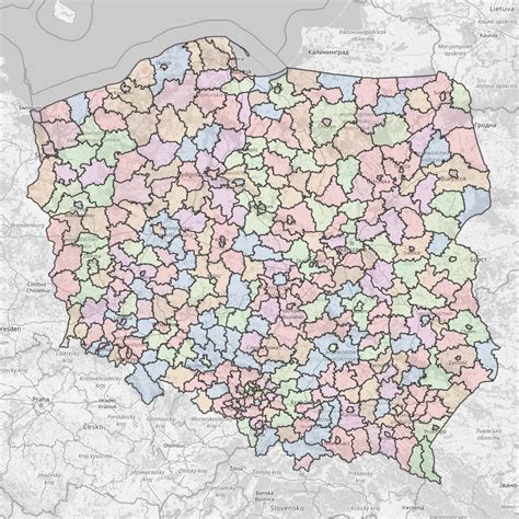 Mapa Gminy Tarnów z zaznaczonymi lokalizacjami jednostek OSP