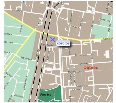 Mapa trasy biegowej w Prudniku z zaznaczonym miejscem odnalezienia uczestnika