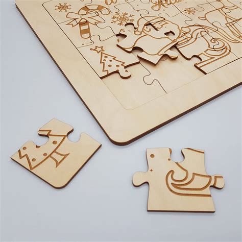 Ilustracja przedstawiająca drewniane puzzle z motywem strażackim dla dzieci