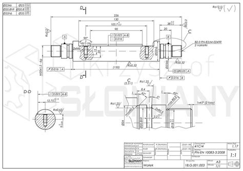Rysunek techniczny nożyc hydraulicznych z podanymi parametrami