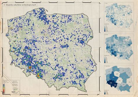 Mapa przedstawiająca rozrzut, zasięgi i charakter stanowisk archeologicznych w Różance i okolicach