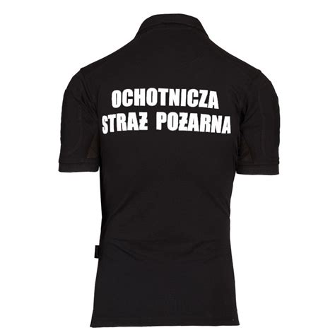 czarna koszulka polo OSP z kieszeniami na rękawach i panelami velcro