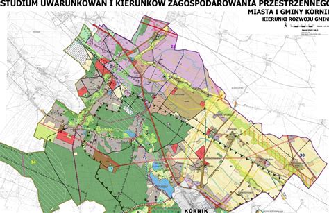 Mapa Gminy Kórnik z zaznaczonymi obszarami objętymi Miejscowymi Planami Zagospodarowania Przestrzennego