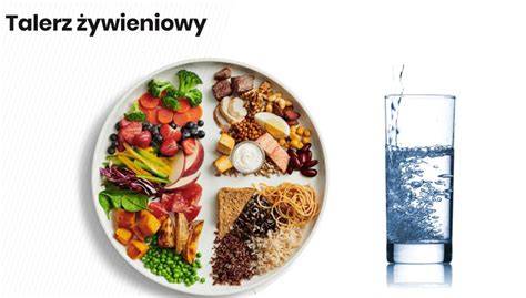 Talerz z lekkim, pożywnym posiłkiem i szklanka wody