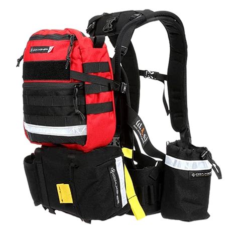 Photo of a firefighter with a specialized backpack for hoses