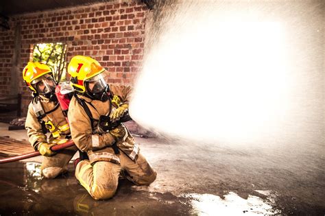 Thematic photo of volunteer firefighters in action