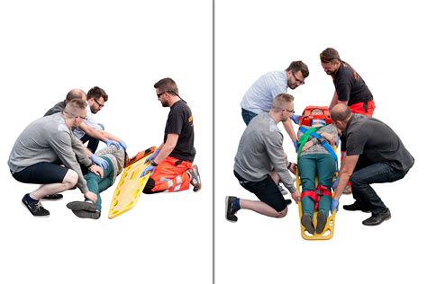 Schemat prawidłowego mocowania poszkodowanego pasami na desce ortopedycznej