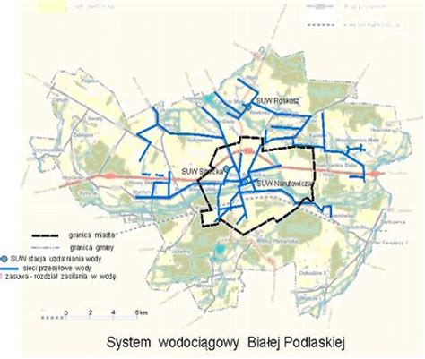 Mapa sieci wodociągowej z zaznaczonymi hydrantami