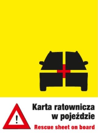karta ratownicza pojazdu z oznaczeniami wzmocnień
