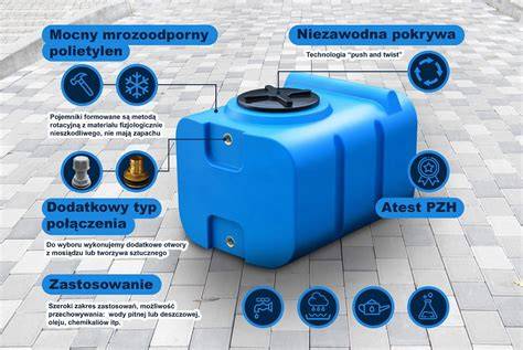 Zbiornik na wodę z zamontowaną instrukcją obsługi i elementami montażowymi