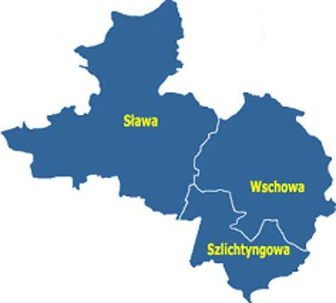 Mapa powiatu wschowskiego z zaznaczeniem miasta Wschowa