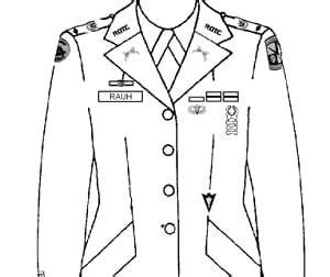 Diagram showing the exact placement of the name tag on a male OSP uniform, 1 cm above the right pocket