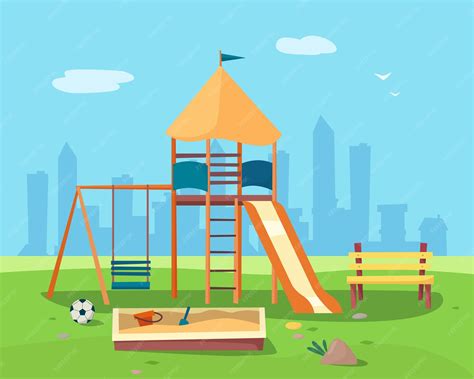 Ilustracja przedstawiająca dmuchany plac zabaw w kształcie remizy strażackiej z elementami strażackimi.