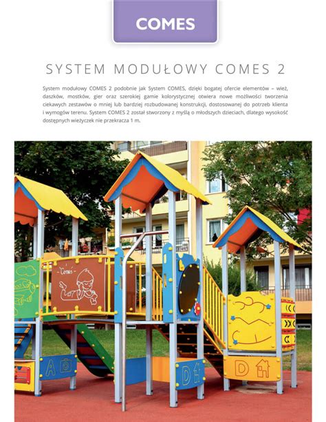 Schemat pokazujący różne elementy składowe modułowych placów zabaw.