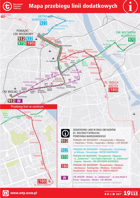 mapa zastępczych tras komunikacji miejskiej w Warszawie lub autobus komunikacji zastępczej