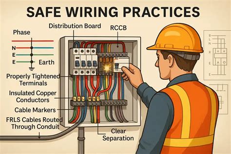 Infographic or diagram illustrating the components of a safe electrical installation and the importance of regular inspections